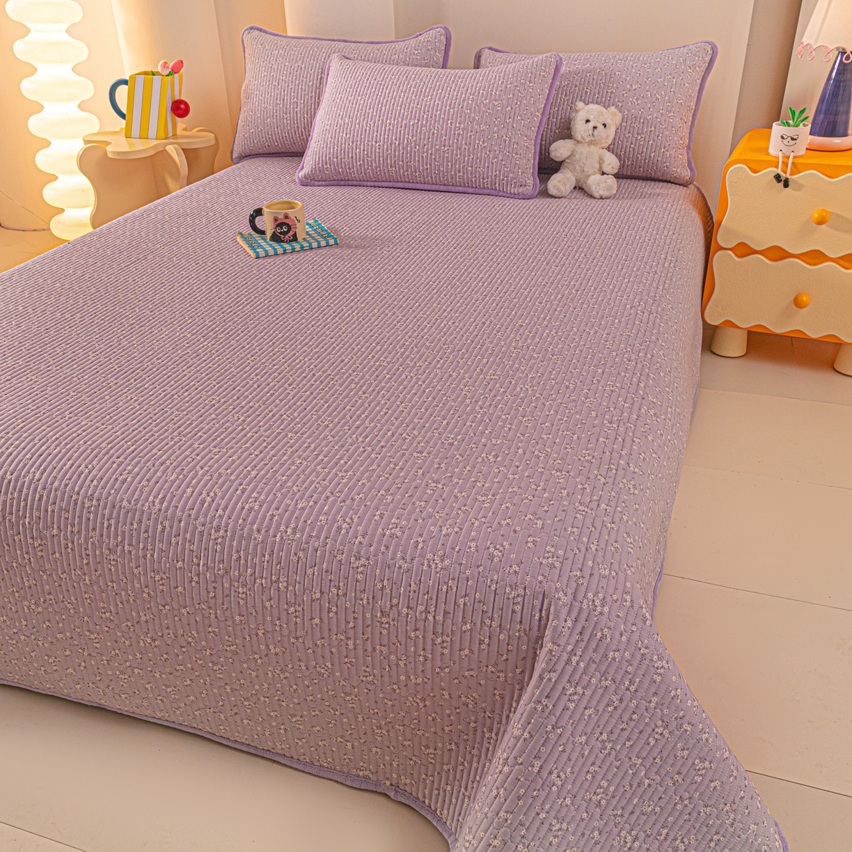 91家纺网 家纺一手货源 找家纺 （总）恒尚居 2025新款全棉牛奶绒床盖四季可用纯棉夹棉床单床褥垫三件套-秋冬款系列二