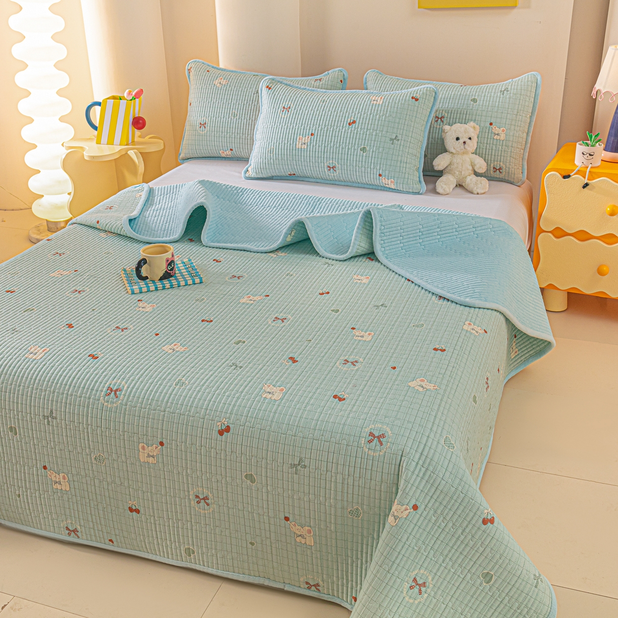 91家纺网 家纺一手货源 找家纺 （总）恒尚居 2025新款全棉牛奶绒床盖四季可用纯棉夹棉床单床褥垫三件套-秋冬款系列二