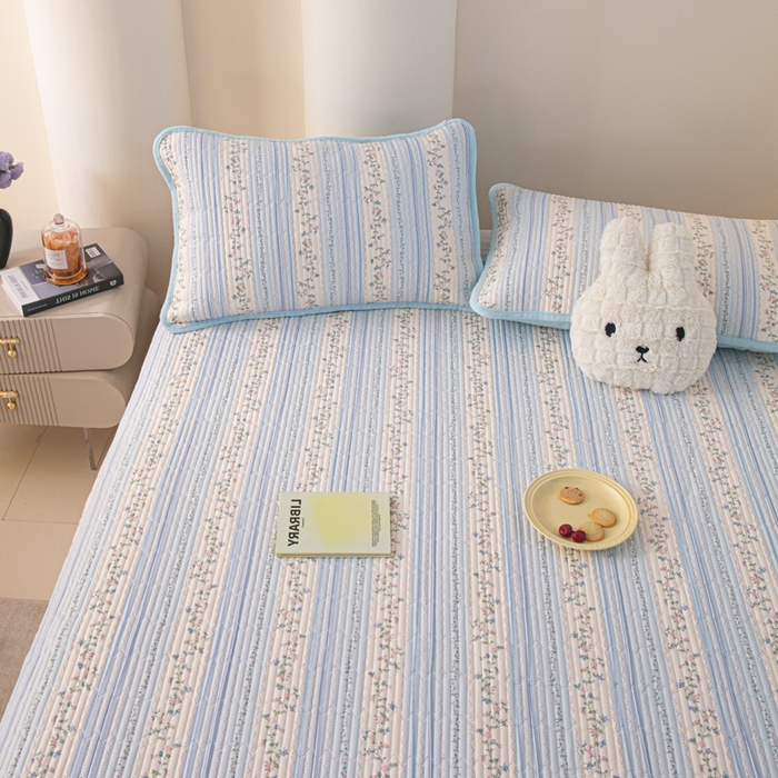 91家纺网 家纺一手货源 找家纺 恒尚居 2025新款全棉牛奶绒床盖四季可用纯棉夹棉床单床褥垫三件套-秋冬款系列二 一米阳光【A纯棉-B牛奶绒】