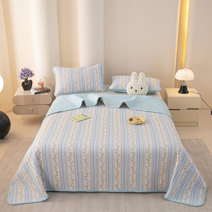 91家纺网 家纺一手货源 找家纺 恒尚居 2025新款全棉牛奶绒床盖四季可用纯棉夹棉床单床褥垫三件套-秋冬款系列二 一米阳光【A纯棉-B牛奶绒】