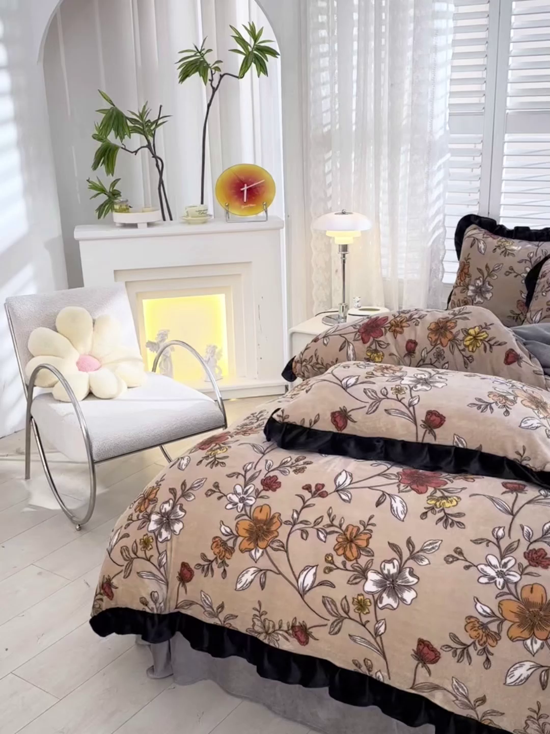 91家纺网 家纺一手货源 找家纺 （总）千姿坊 2025新款韩版牛奶绒花边款四件套