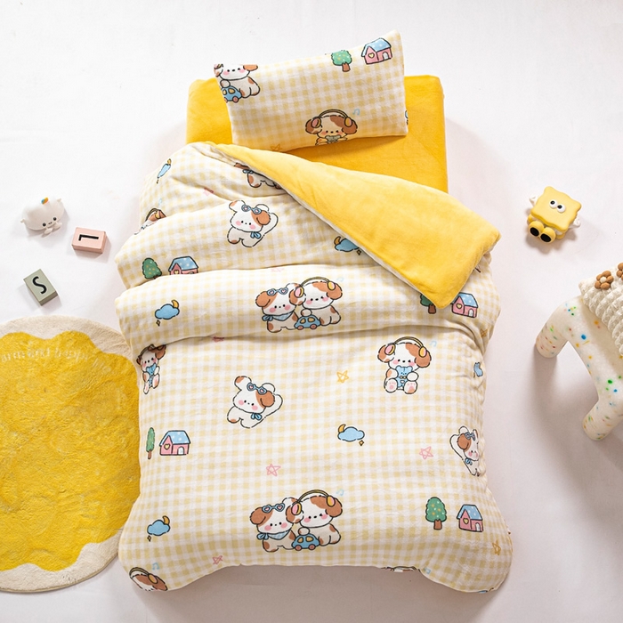 91家纺网 家纺一手货源 找家纺 （总）鱼宝 2025新款小版牛奶绒幼儿园套件