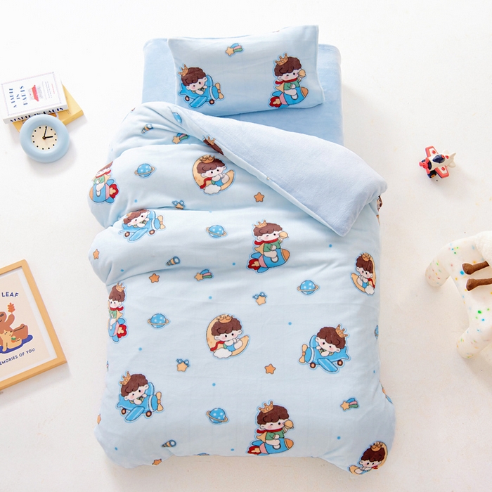 91家纺网 家纺一手货源 找家纺 （总）鱼宝 2025新款小版牛奶绒幼儿园套件