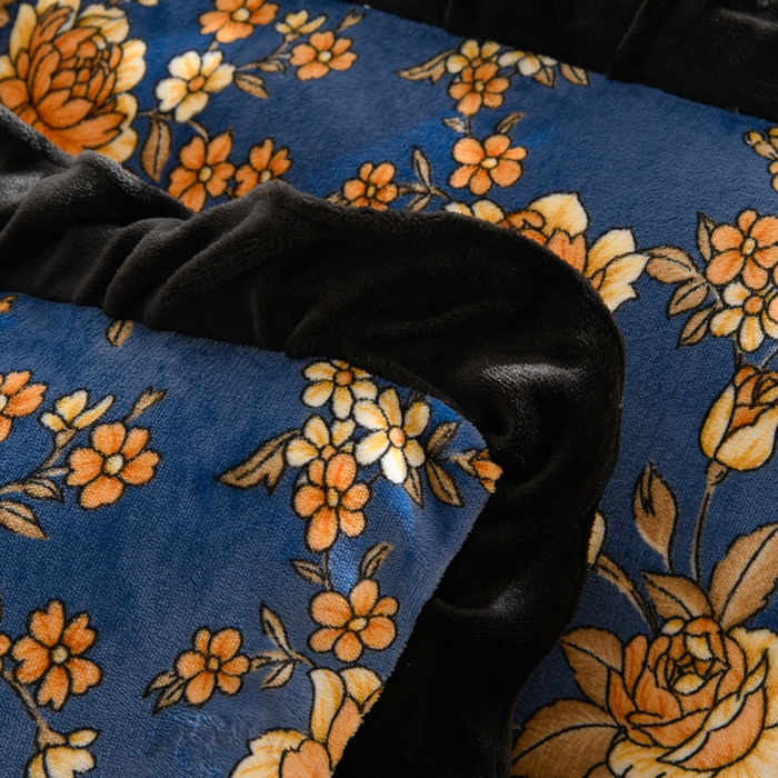 91家纺网 家纺一手货源 找家纺 千姿坊 2025新款韩版牛奶绒花边款四件套 2蓝庭序