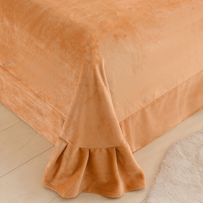 91家纺网 家纺一手货源 找家纺 千姿坊 2025新款韩版牛奶绒花边款四件套 2蓝庭序