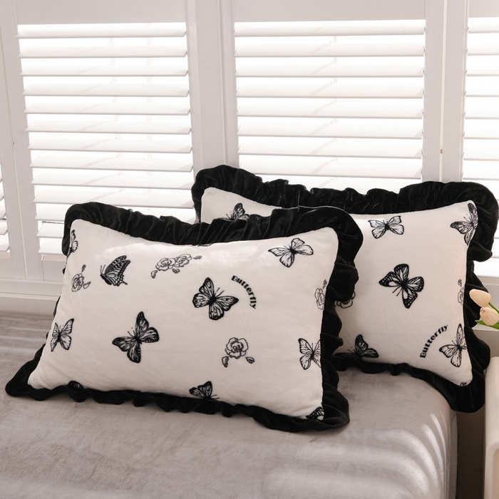 91家纺网 家纺一手货源 找家纺 千姿坊 2025新款韩版牛奶绒花边款四件套 3蝶舞