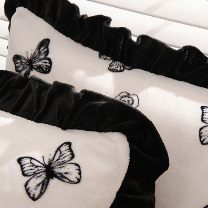 91家纺网 家纺一手货源 找家纺 千姿坊 2025新款韩版牛奶绒花边款四件套 3蝶舞