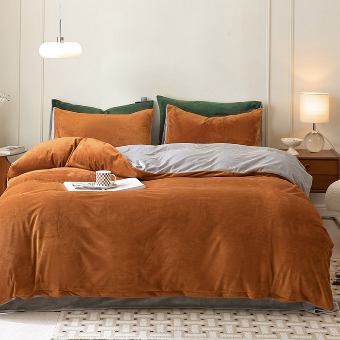 91家纺网 家纺一手货源 找家纺 ONE TWO ONE 121 新品【婴儿绒德芙绒四件套】2025毛毯被子四件套单件床单被套床笠珊瑚绒牛奶绒冬被法兰绒兔毛绒双拼款 双拼-焦糖烟灰