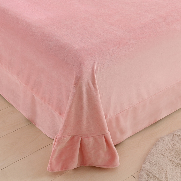 91家纺网 家纺一手货源 找家纺 千姿坊 2025新款韩版牛奶绒花边款四件套 8粉黛华庭