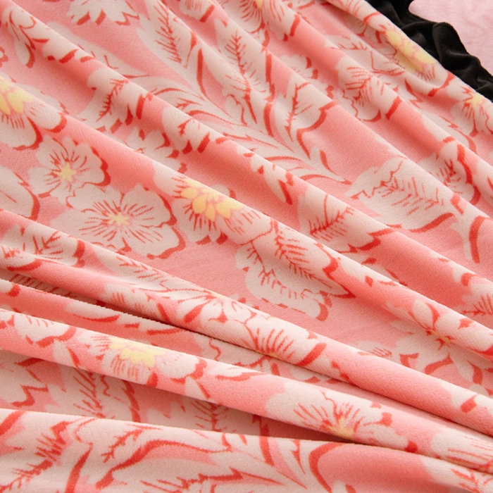 91家纺网 家纺一手货源 找家纺 千姿坊 2025新款韩版牛奶绒花边款四件套 8粉黛华庭