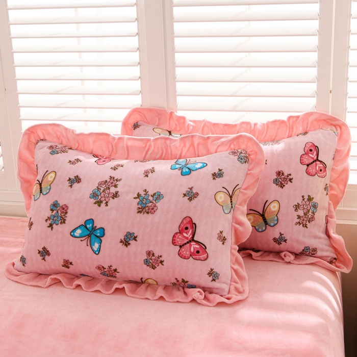 91家纺网 家纺一手货源 找家纺 千姿坊 2025新款韩版牛奶绒花边款四件套 9蝴蝶梦