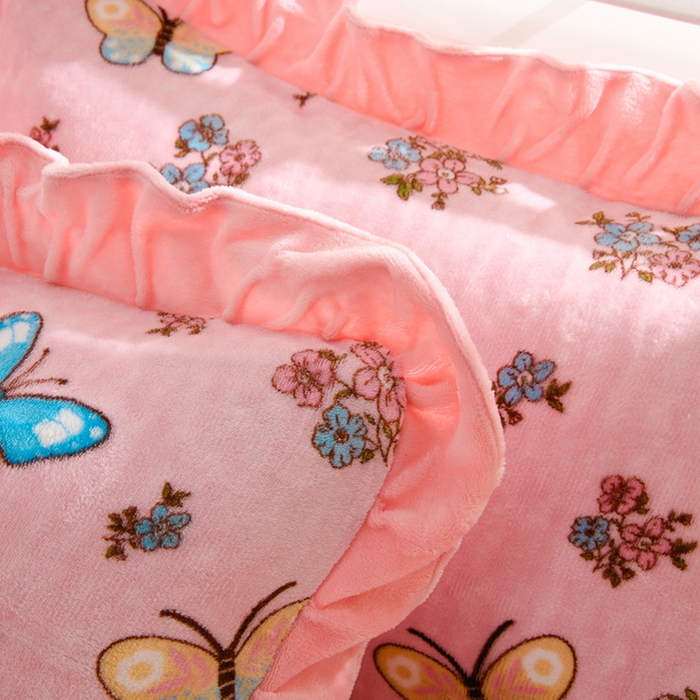 91家纺网 家纺一手货源 找家纺 千姿坊 2025新款韩版牛奶绒花边款四件套 9蝴蝶梦