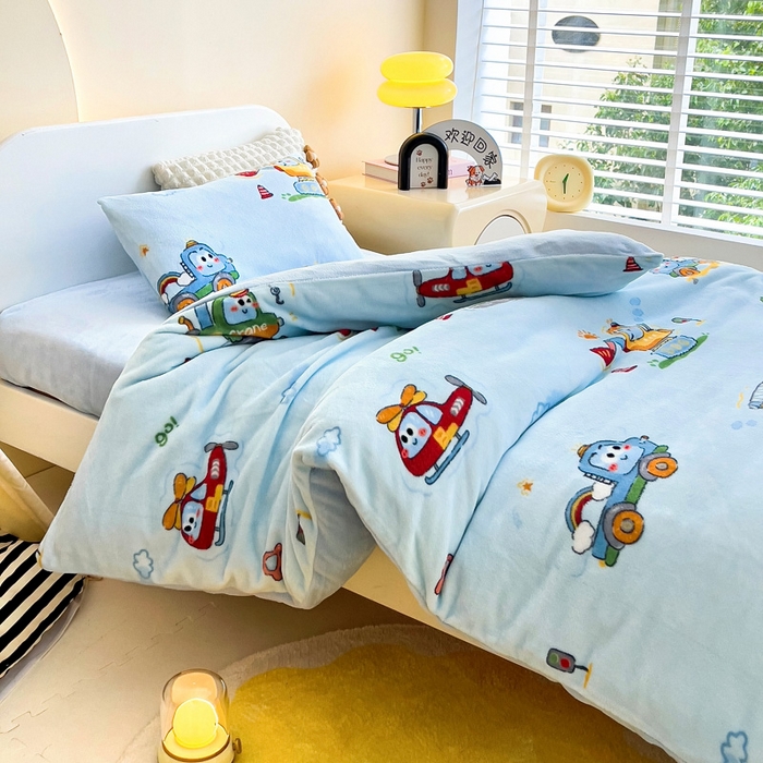 91家纺网 家纺一手货源 找家纺 （总）鱼宝 2025新款小版牛奶绒幼儿园套件