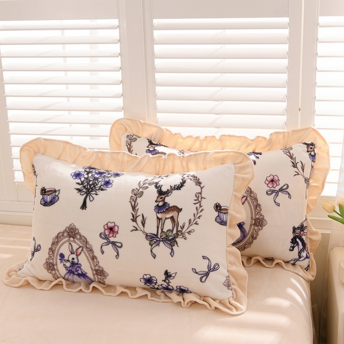 91家纺网 家纺一手货源 找家纺 千姿坊 2025新款韩版牛奶绒花边款四件套 12童梦世界