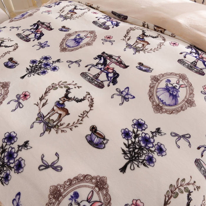 91家纺网 家纺一手货源 找家纺 千姿坊 2025新款韩版牛奶绒花边款四件套 12童梦世界