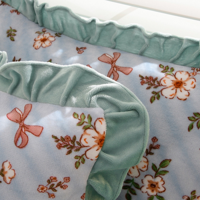 91家纺网 家纺一手货源 找家纺 千姿坊 2025新款韩版牛奶绒花边款四件套 14碎花轻语