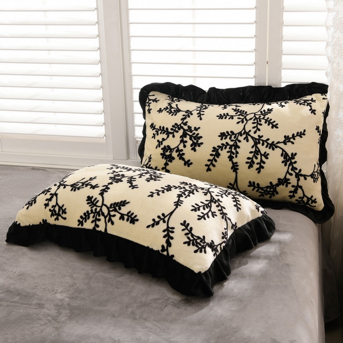 91家纺网 家纺一手货源 找家纺 千姿坊 2025新款韩版牛奶绒花边款四件套 16素枝