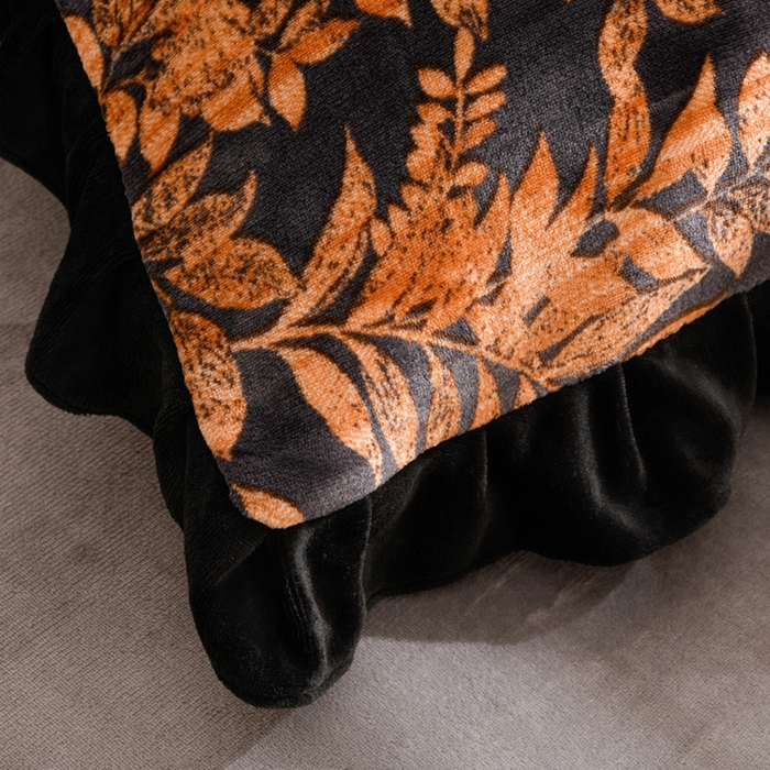 91家纺网 家纺一手货源 找家纺 千姿坊 2025新款韩版牛奶绒花边款四件套 18复古叶影