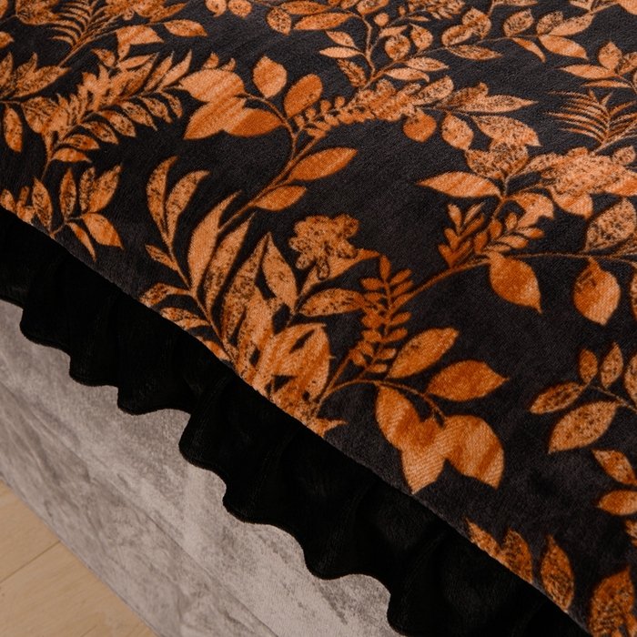 91家纺网 家纺一手货源 找家纺 千姿坊 2025新款韩版牛奶绒花边款四件套 18复古叶影