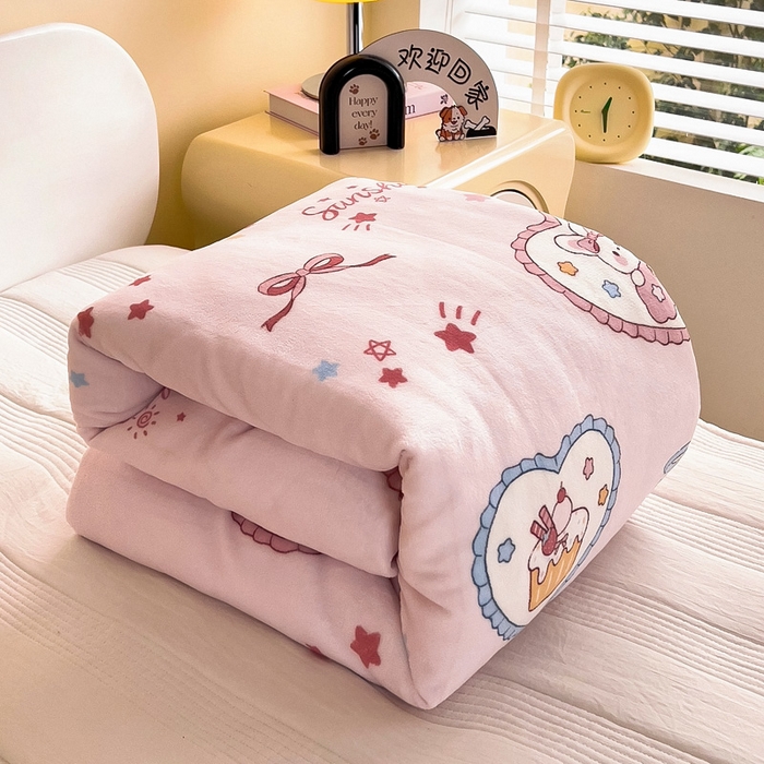 91家纺网 家纺一手货源 找家纺 鱼宝 2025新款小版牛奶绒幼儿园套件 蝴蝶结小兔