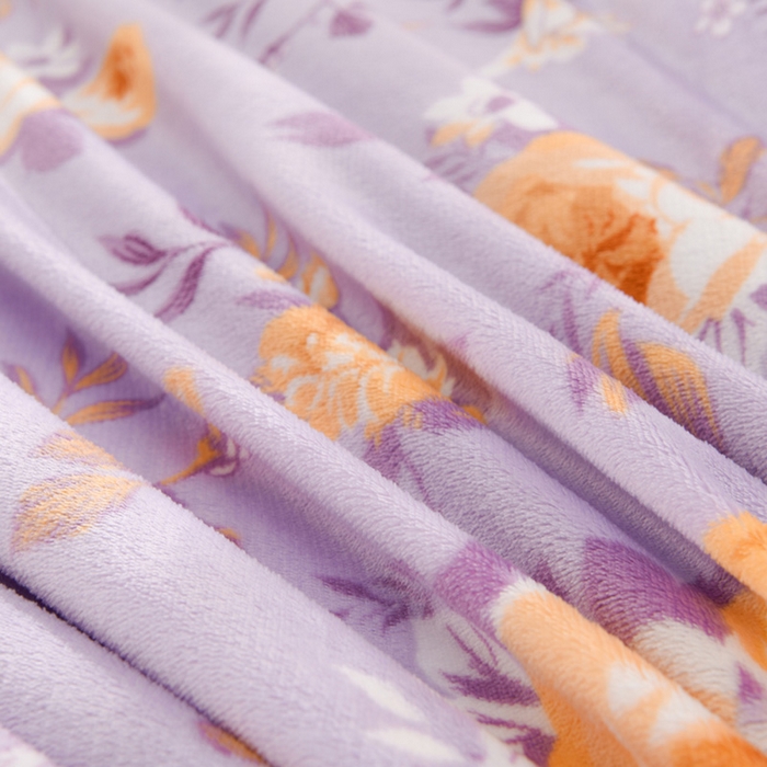 91家纺网 家纺一手货源 找家纺 千姿坊 2025新款韩版牛奶绒花边款四件套 20紫金花朵