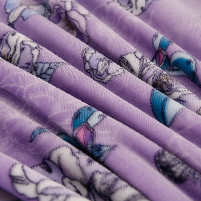 91家纺网 家纺一手货源 找家纺 千姿坊 2025新款韩版牛奶绒花边款四件套 22紫梦纱