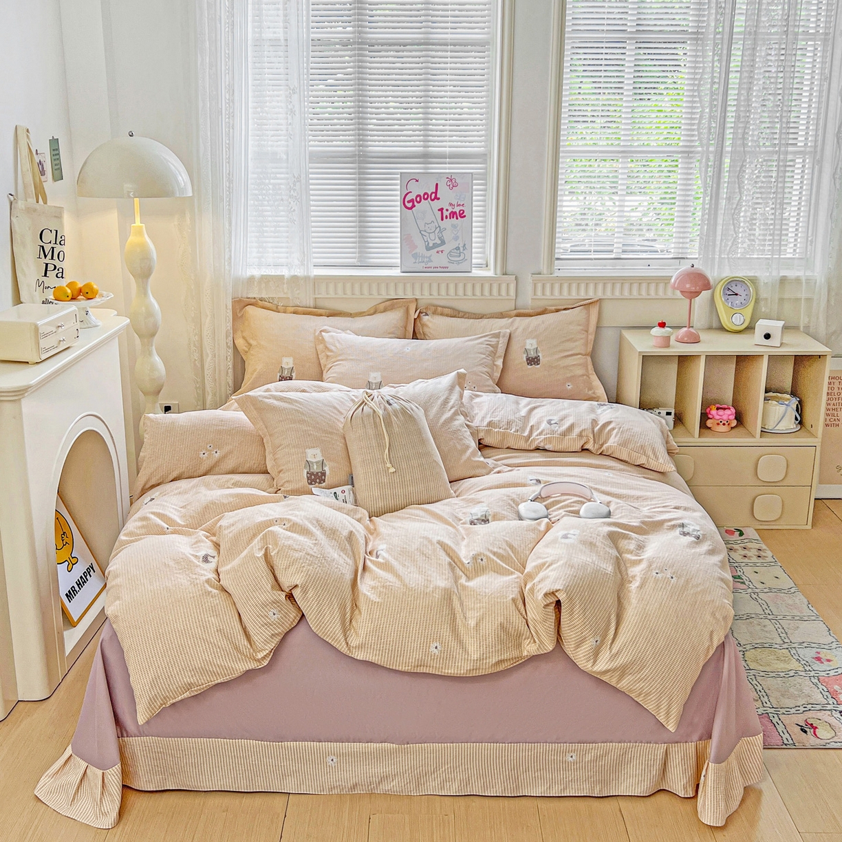 91家纺网 家纺一手货源 找家纺 （总）梦莱斯 2025新款韩国小布袋古法云感棉四件套