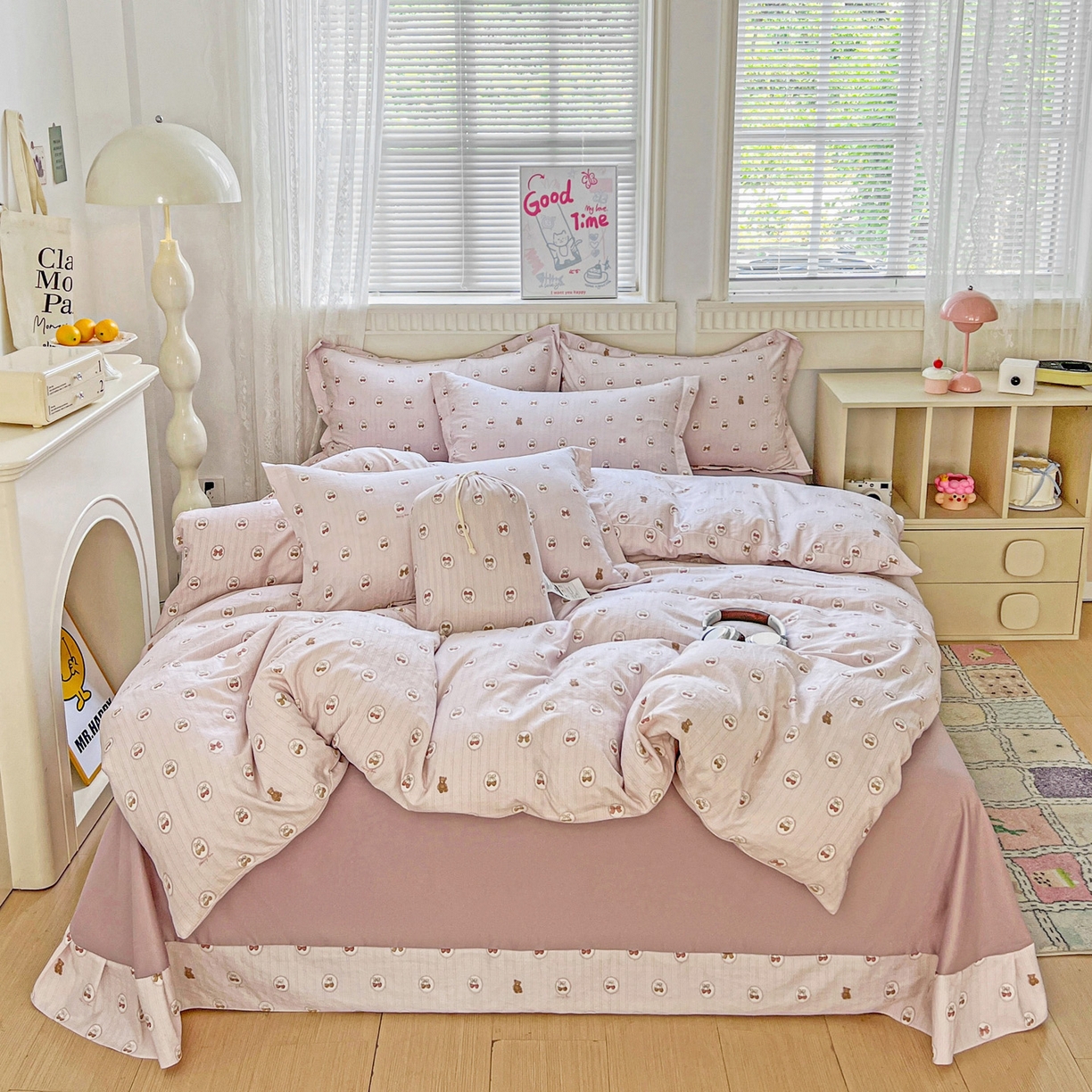 91家纺网 家纺一手货源 找家纺 （总）梦莱斯 2025新款韩国小布袋古法云感棉四件套