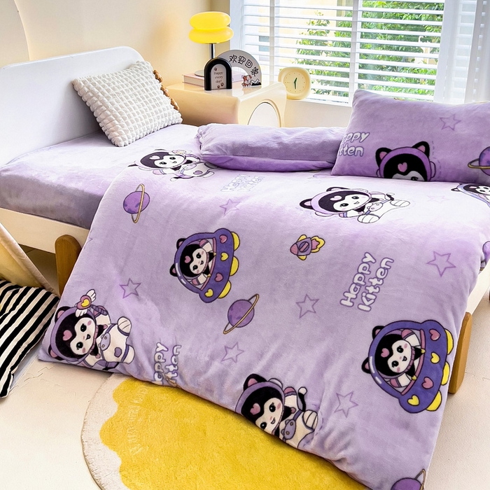 91家纺网 家纺一手货源 找家纺 鱼宝 2025新款小版牛奶绒幼儿园套件 甜美星际