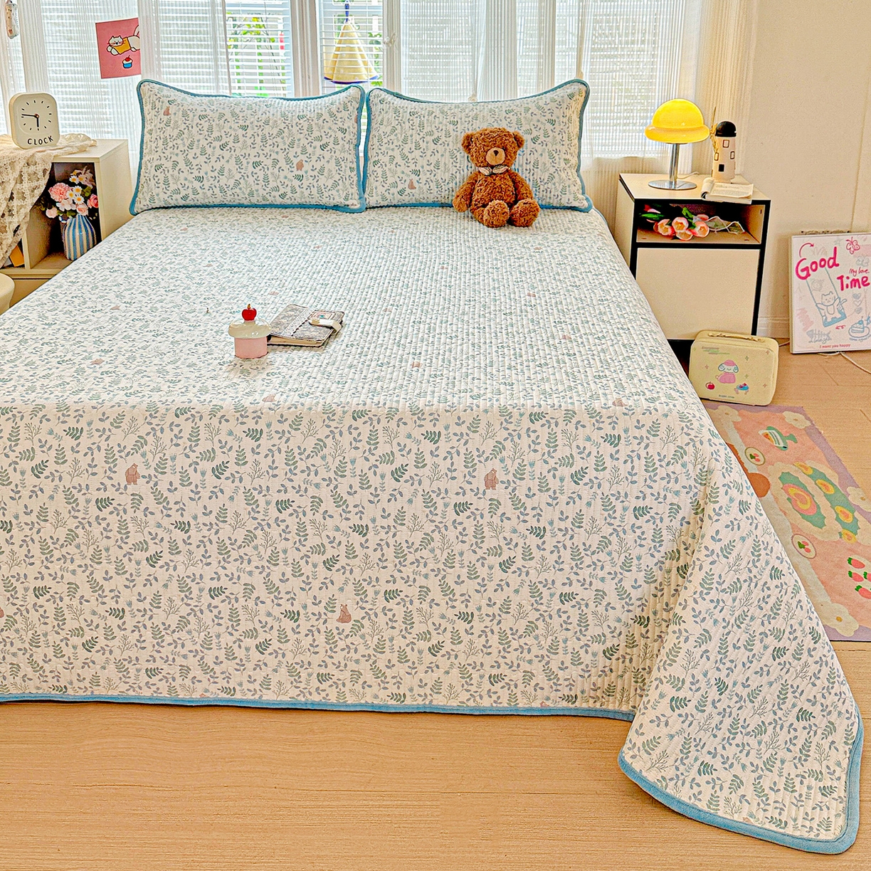 91家纺网 家纺一手货源 找家纺 恒尚居 2025新款全棉牛奶绒床盖四季可用纯棉夹棉床单床褥垫三件套-秋冬款系列二 绿野仙踪【A纯棉-B牛奶绒】