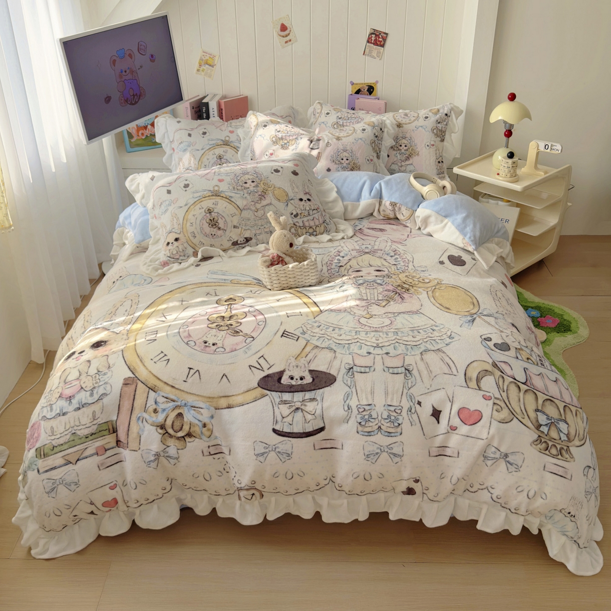 希诺家居 2025新款牛奶绒花边原创专版洛丽塔风少女心萝莉风大版牛奶绒四件套被套 牛奶绒-爱丽丝