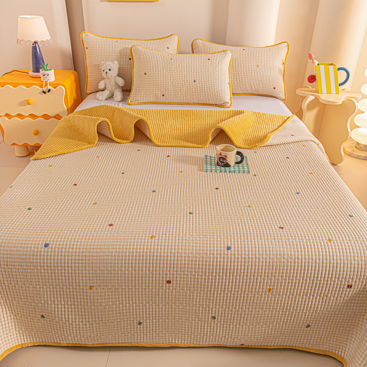 91家纺网 家纺一手货源 找家纺 恒尚居 2025新款全棉牛奶绒床盖四季可用纯棉夹棉床单床褥垫三件套-秋冬款系列二 雨果【A纯棉-B牛奶绒】