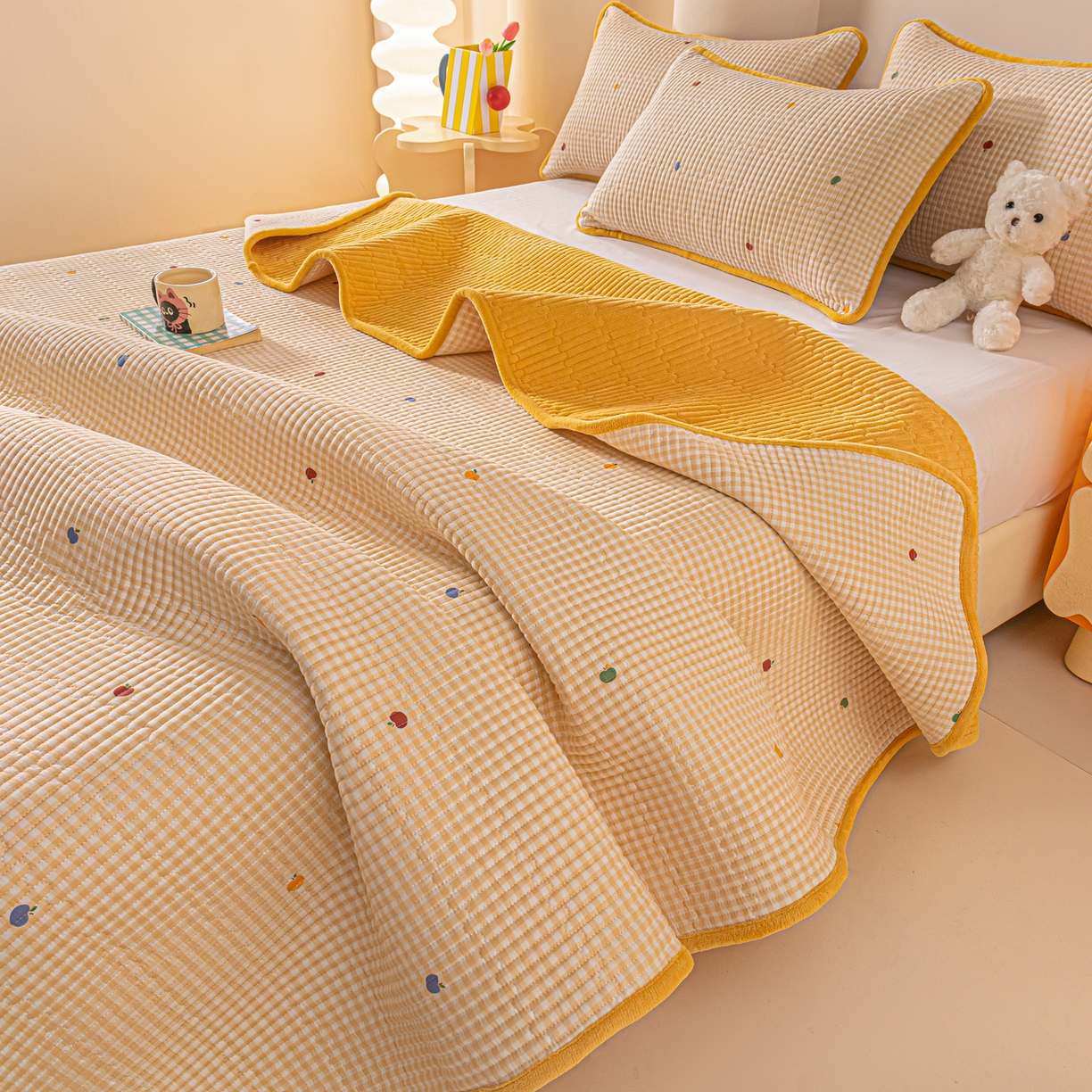 91家纺网 家纺一手货源 找家纺 恒尚居 2025新款全棉牛奶绒床盖四季可用纯棉夹棉床单床褥垫三件套-秋冬款系列二 雨果【A纯棉-B牛奶绒】