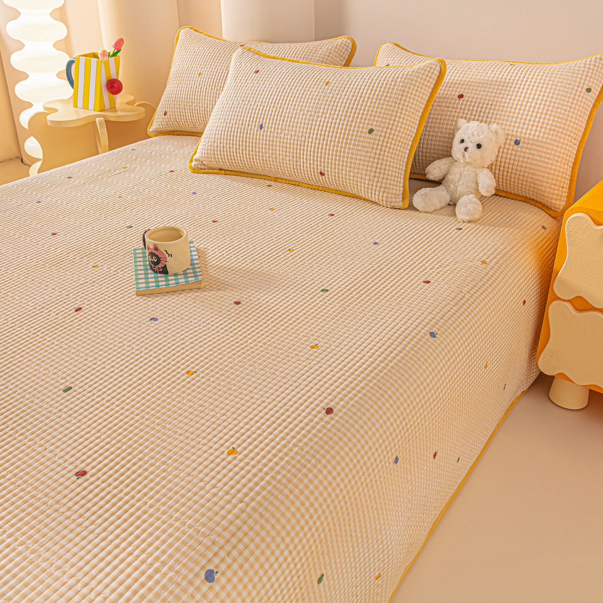 91家纺网 家纺一手货源 找家纺 恒尚居 2025新款全棉牛奶绒床盖四季可用纯棉夹棉床单床褥垫三件套-秋冬款系列二 雨果【A纯棉-B牛奶绒】