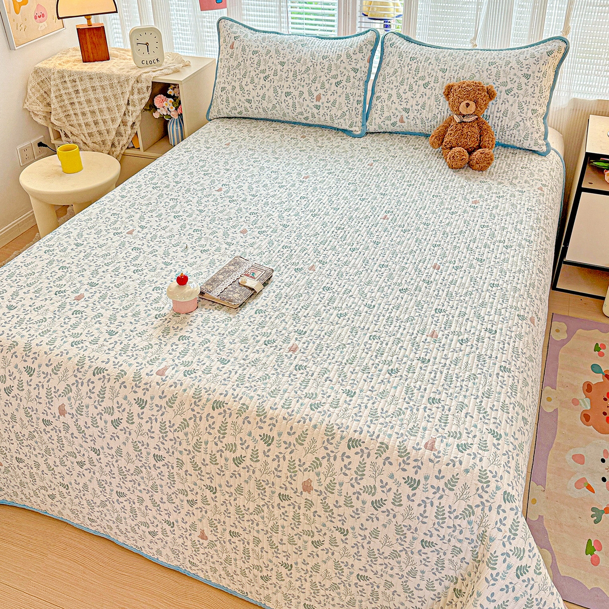 91家纺网 家纺一手货源 找家纺 恒尚居 2025新款全棉牛奶绒床盖四季可用纯棉夹棉床单床褥垫三件套-秋冬款系列二 绿野仙踪【A纯棉-B牛奶绒】