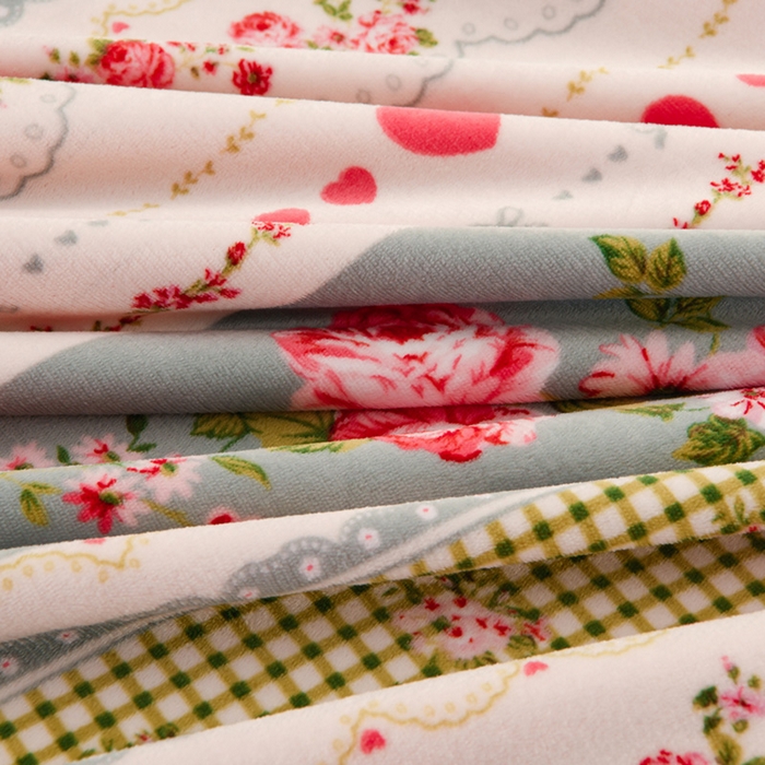 91家纺网 家纺一手货源 找家纺 千姿坊 2025新款A类牛奶绒印花四件套小清新款 7田园花海