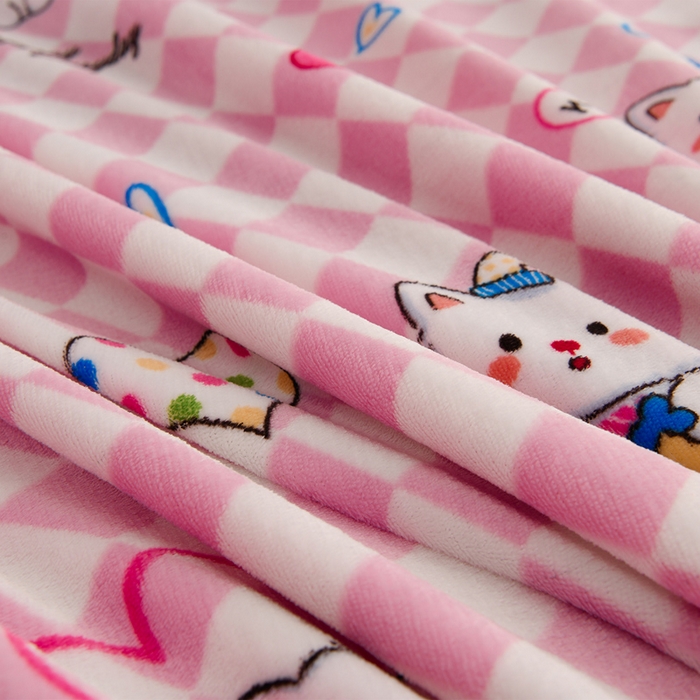 91家纺网 家纺一手货源 找家纺 千姿坊 2025新款A类牛奶绒印花四件套小清新款 15甜心喵