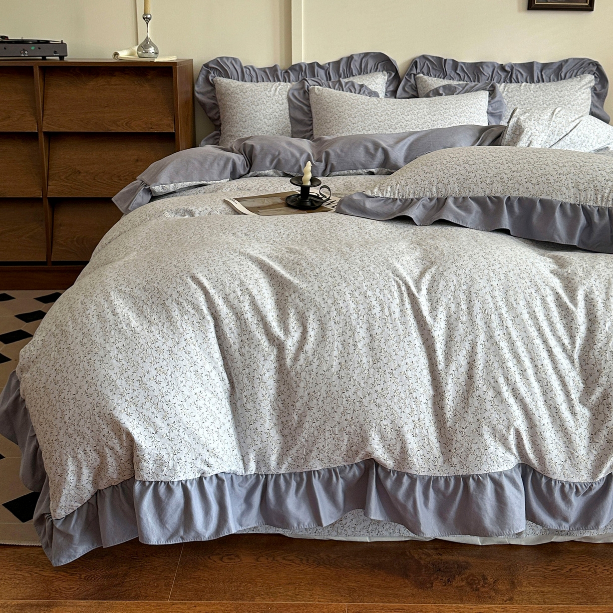 91家纺网 家纺一手货源 找家纺 （总）梦莱斯 2025新款高克重云感棉四件套-花边款