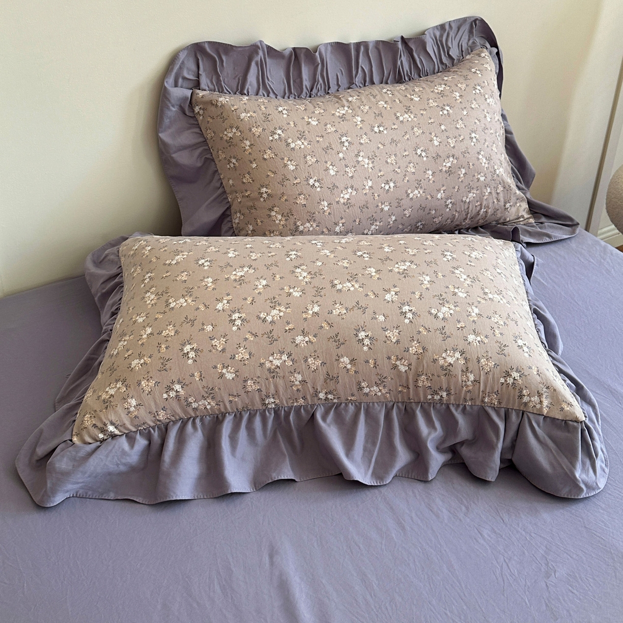 91家纺网 家纺一手货源 找家纺 梦莱斯 2025新款高克重云感棉四件套-花边款 浅褐疏影