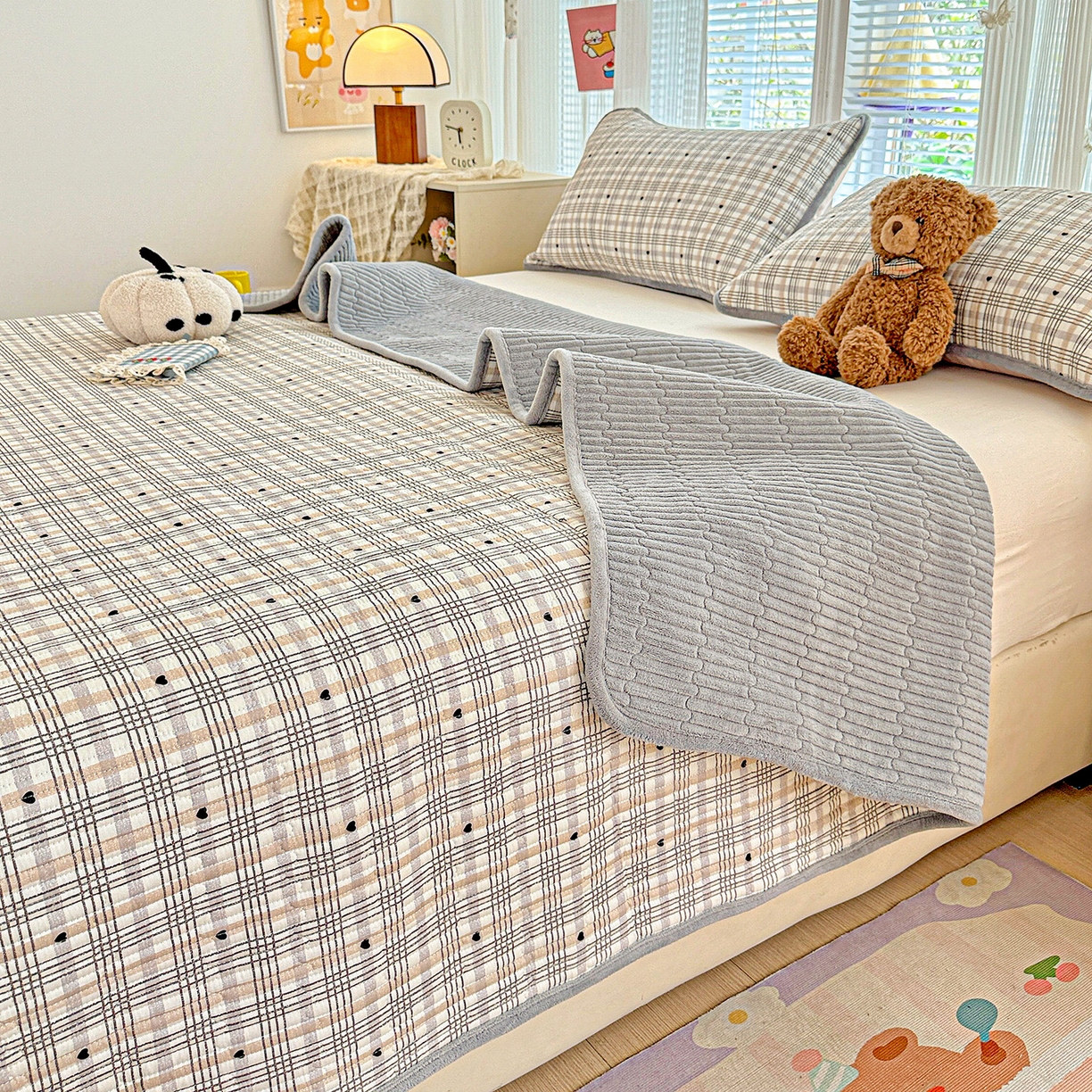 91家纺网 家纺一手货源 找家纺 （总）恒尚居 2025新款全棉牛奶绒床盖四季可用纯棉夹棉床单床褥垫三件套-秋冬款系列三