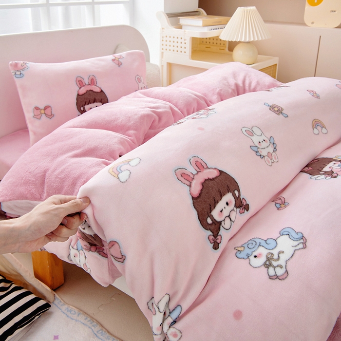 91家纺网 家纺一手货源 找家纺 鱼宝 2025新款牛奶绒可拆卸被套被芯幼儿园被子 魔法公主