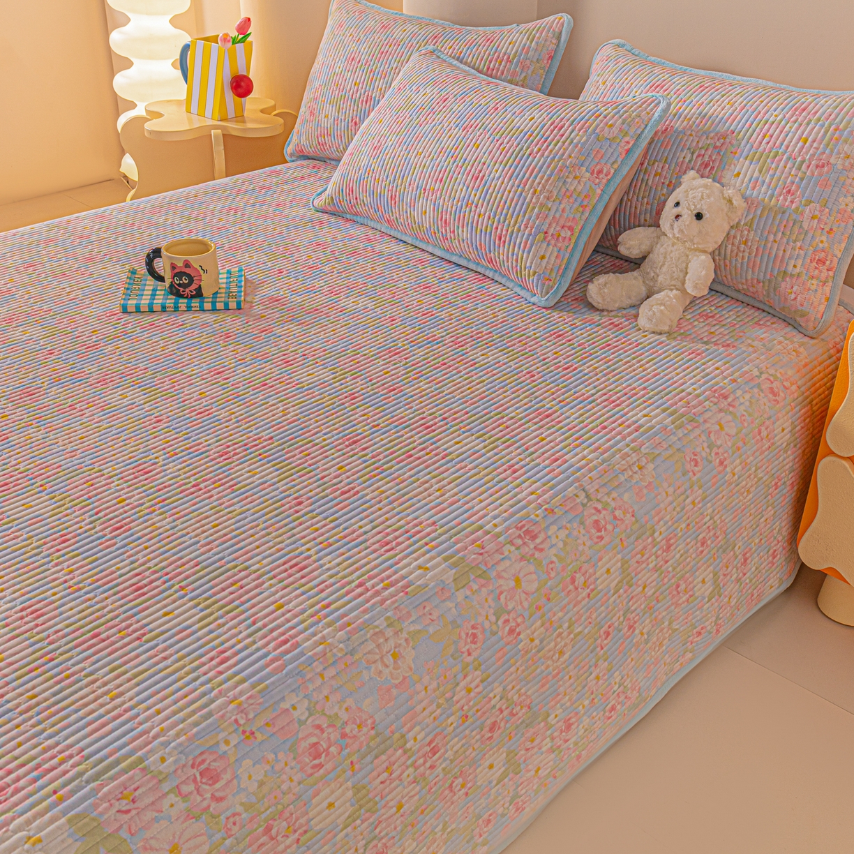 91家纺网 家纺一手货源 找家纺 （总）恒尚居 2025新款全棉牛奶绒床盖四季可用纯棉夹棉床单床褥垫三件套-秋冬款系列三