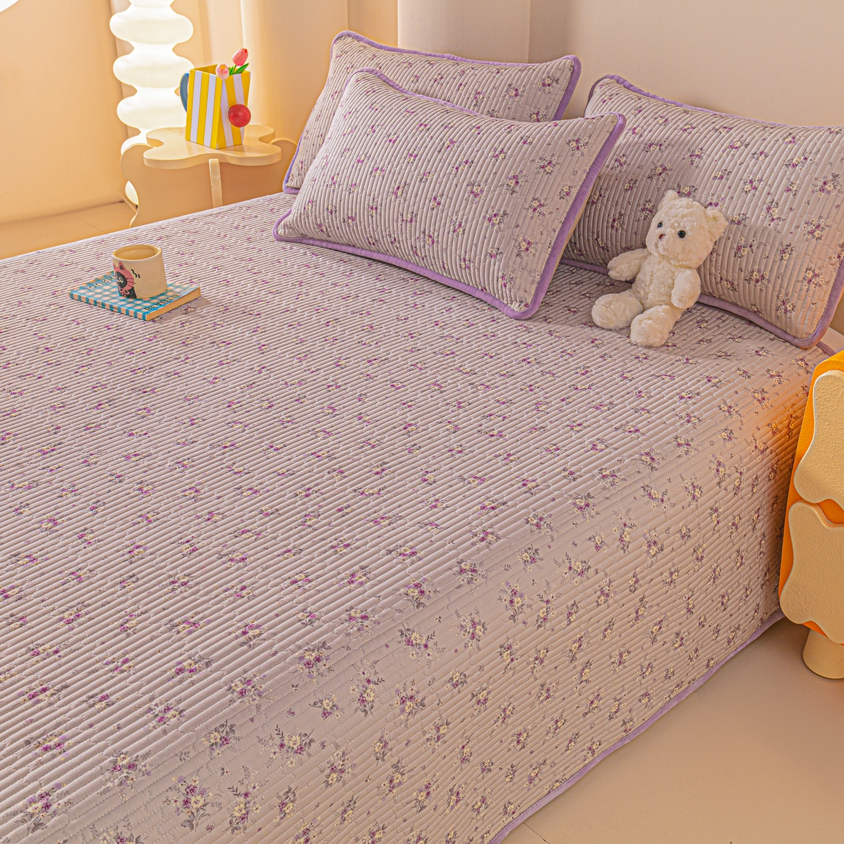 91家纺网 家纺一手货源 找家纺 （总）恒尚居 2025新款全棉牛奶绒床盖四季可用纯棉夹棉床单床褥垫三件套-秋冬款系列三