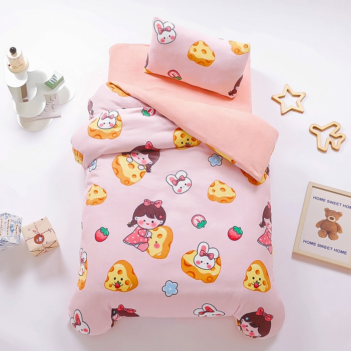 鱼宝 2025新款牛奶绒可拆卸被套被芯幼儿园被子 奶酪