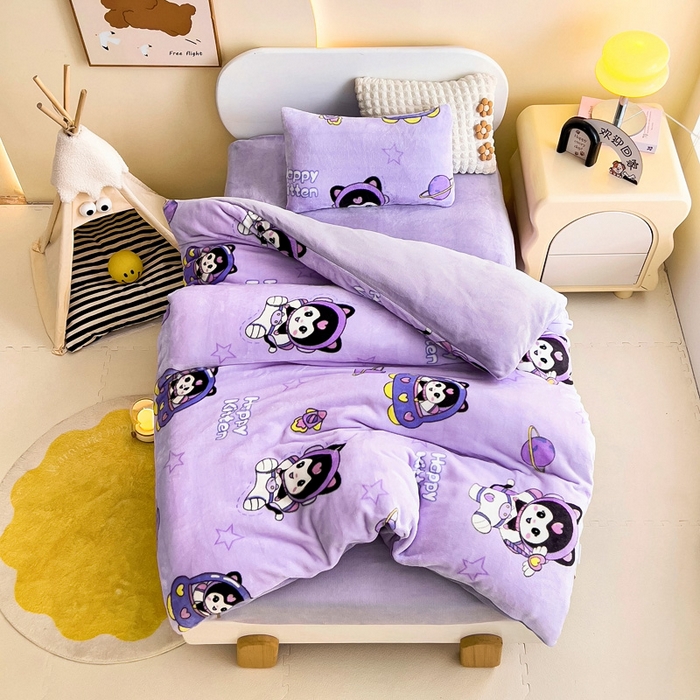 91家纺网 家纺一手货源 找家纺 鱼宝 2025新款牛奶绒可拆卸被套被芯幼儿园被子 甜美星际