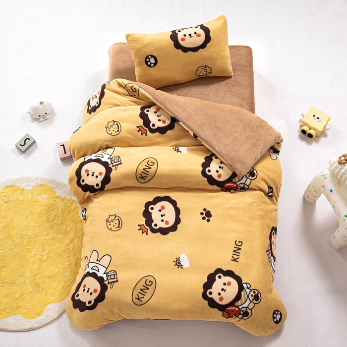 鱼宝 2025新款牛奶绒可拆卸被套被芯幼儿园被子 小狮子
