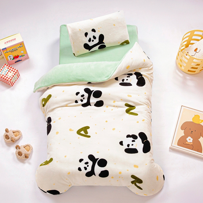 鱼宝 2025新款牛奶绒可拆卸被套被芯幼儿园被子 小熊猫