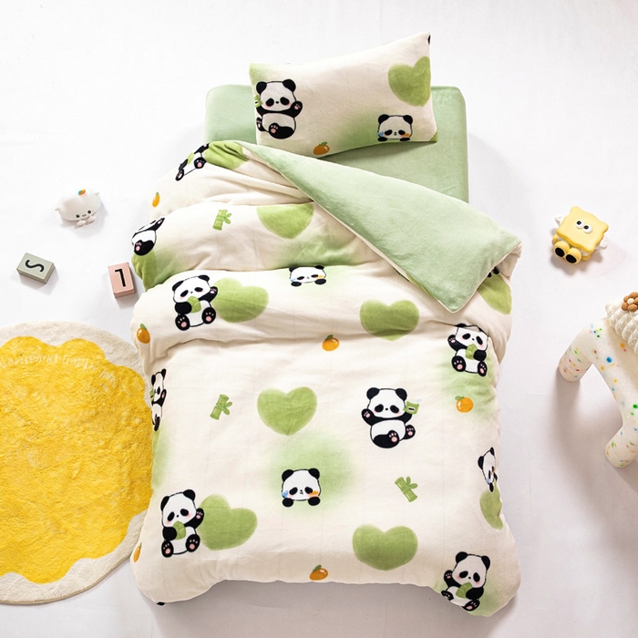 鱼宝 2025新款牛奶绒可拆卸被套被芯幼儿园被子 熊猫宝贝