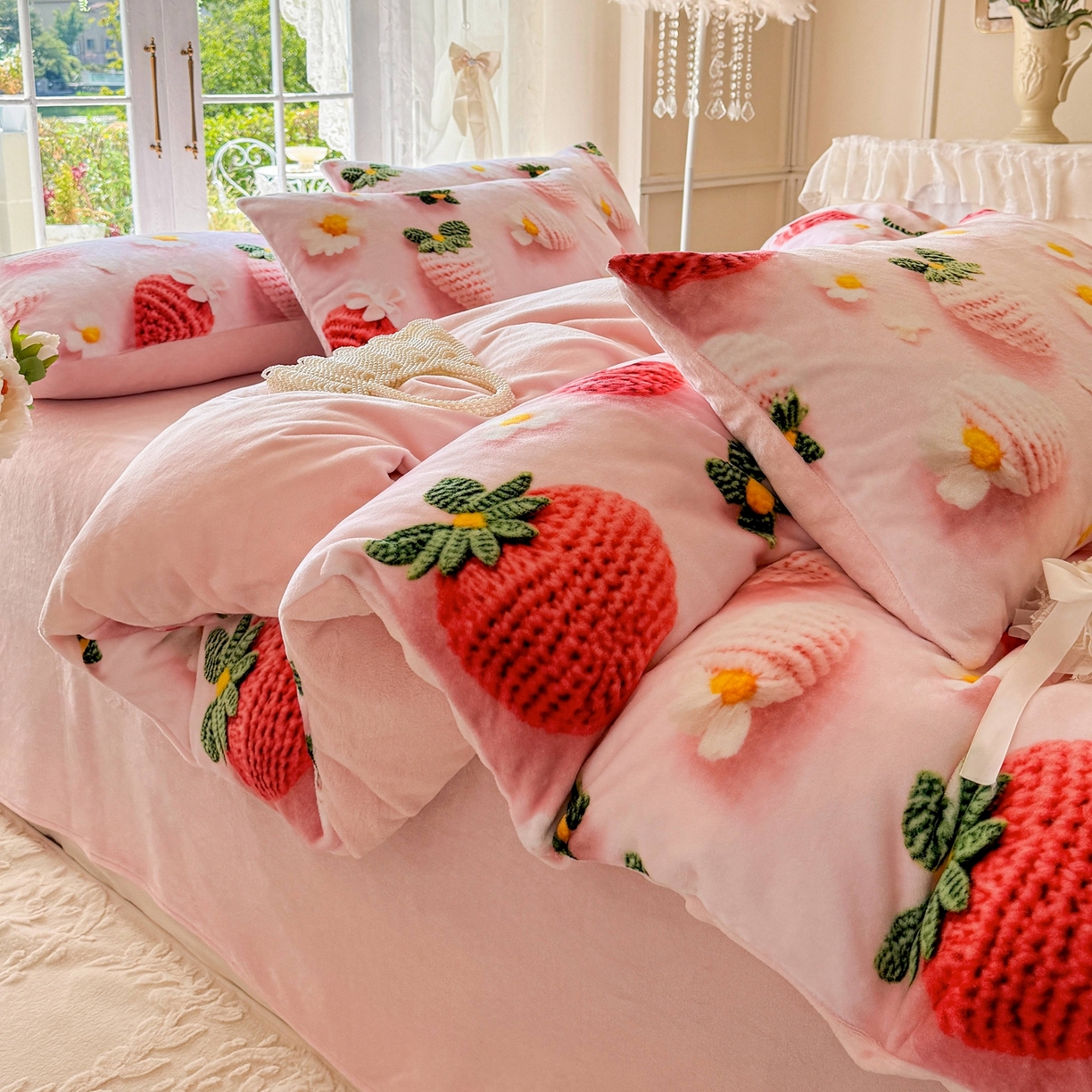 91家纺网 家纺一手货源 找家纺 （总）馨语家居 2025新款直播热款高克重保暖卡通牛奶绒印花四件套