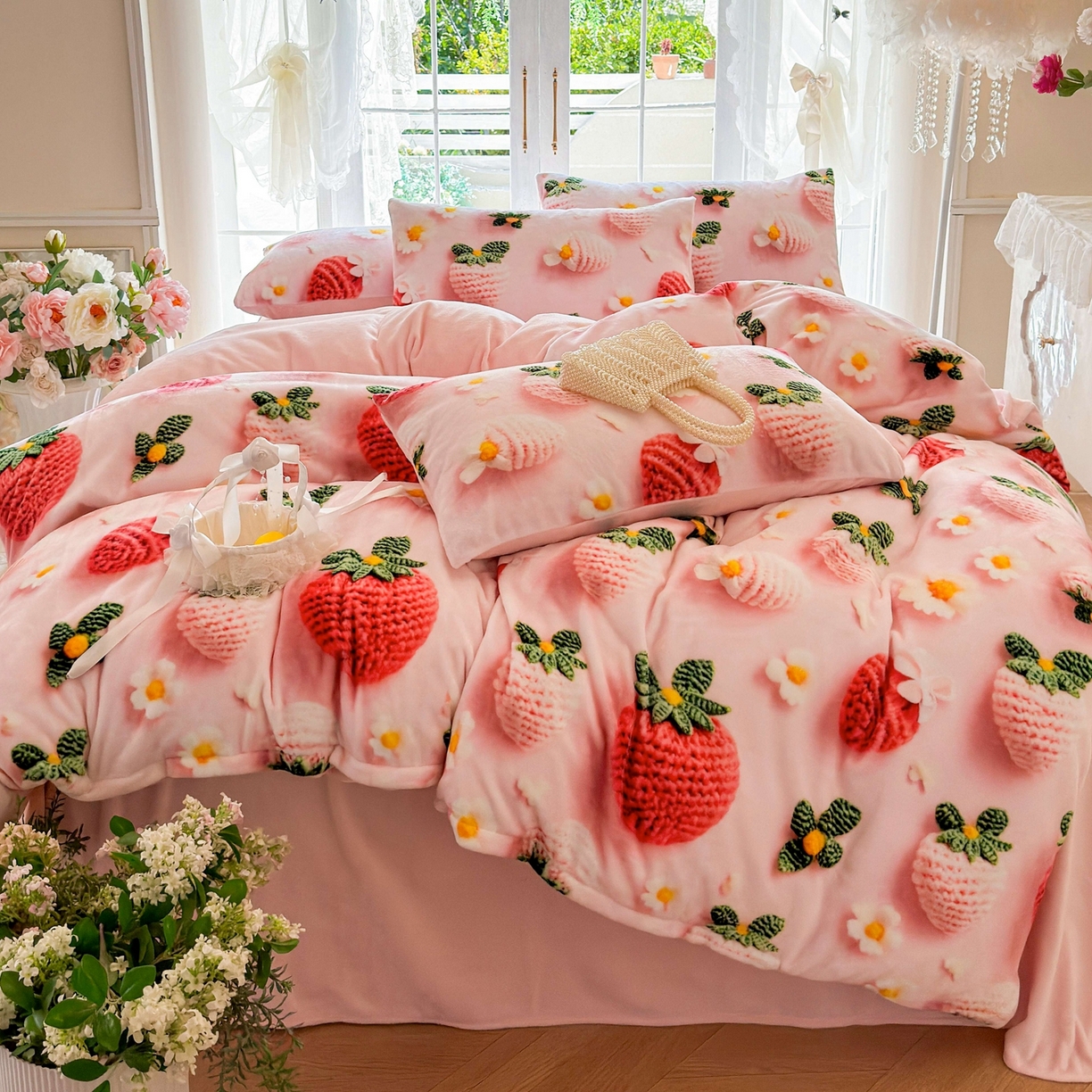 91家纺网 家纺一手货源 找家纺 （总）馨语家居 2025新款直播热款高克重保暖卡通牛奶绒印花四件套